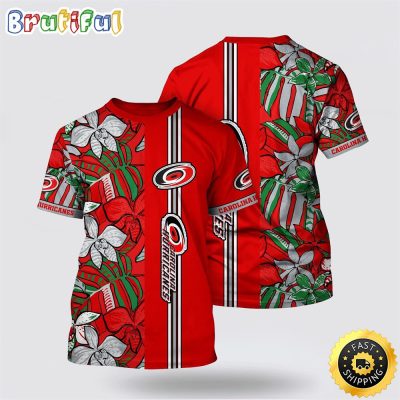 NHL Carolina Hurricanes All Over Print T Shirt Tropical Tropical Forest Floral Pattern Summer T Shirt