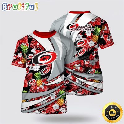 NHL Carolina Hurricanes All Over Print T Shirt With Tropical Pineapple Summer T Shirt