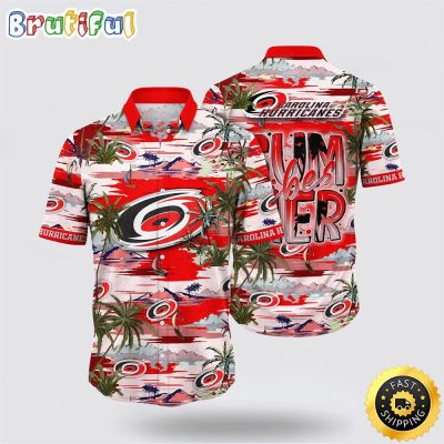 NHL Carolina Hurricanes Hawaiian Shirt Tropical Desert Island Motif Summer Hawaiian Shirt