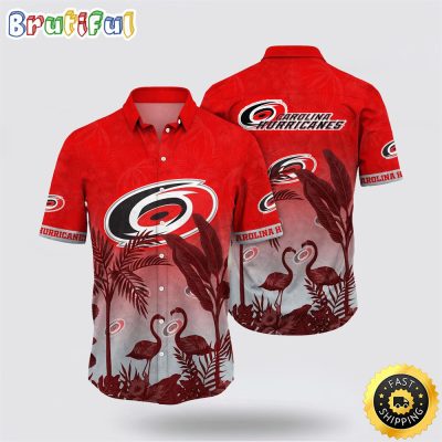 NHL Carolina Hurricanes Hawaiian Shirt Tropical Flamingo Pattern Summer Hawaiian Shirt