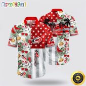 NHL Carolina Hurricanes Hawaiian Shirt Tropical Hat And Glasses Pattern Summer Hawaiian Shirt
