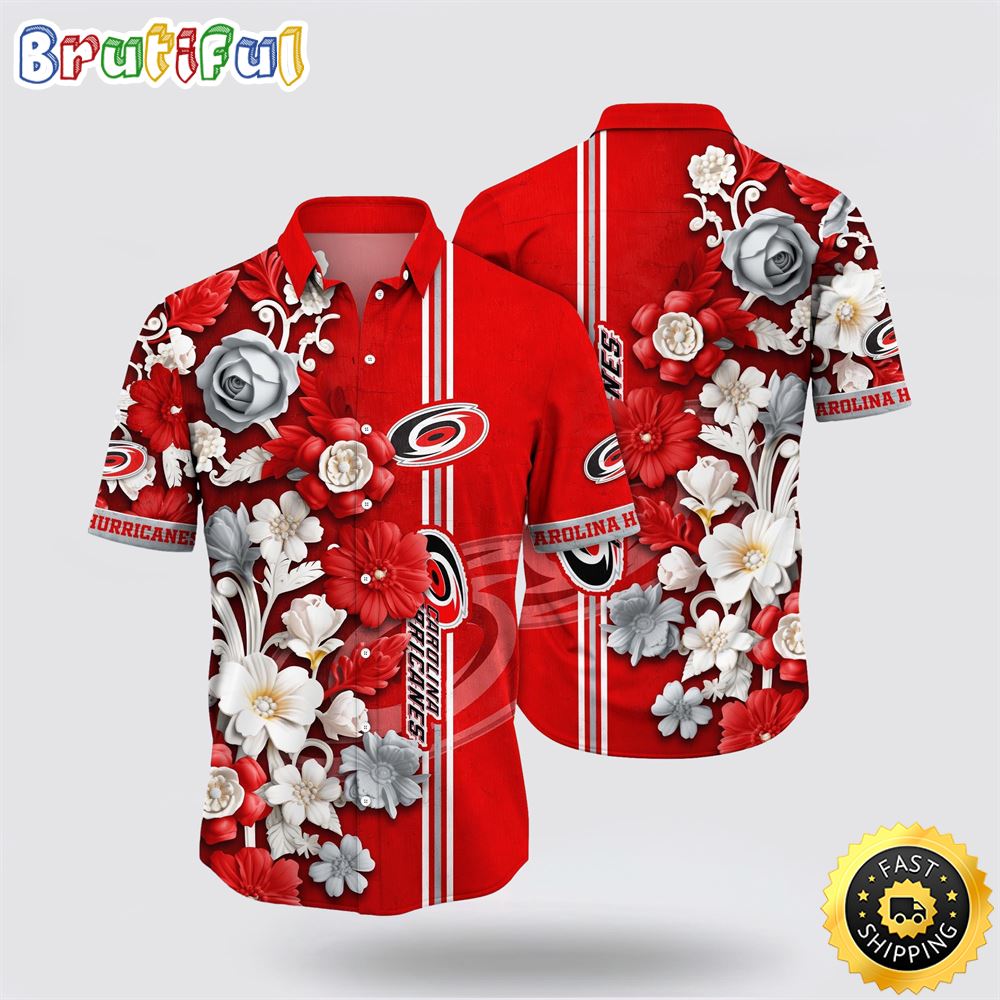 NHL Carolina Hurricanes Hawaiian Shirt Tropical Hepatica Floral Pattern Summer Hawaiian Shirt NHL Carolina Hurricanes Hawaiian Shirt Tropical Hepatica Floral Pattern Summer Hawaiian Shirt