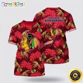 NHL Chicago Blackhawks All Over Print T Shirt Tropical Motifs Summer T Shirt