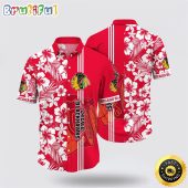 NHL Chicago Blackhawks Hawaiian Shirt Tropical Apricot Blossom Pattern Summer Hawaiian Shirt
