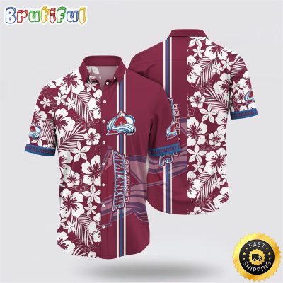 NHL Colorado Avalanche Hawaiian Shirt Tropical Apricot Blossom Pattern Summer Hawaiian Shirt