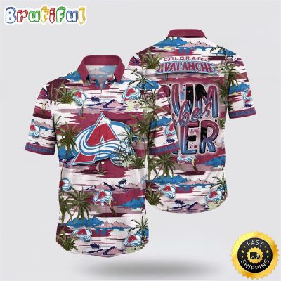 NHL Colorado Avalanche Hawaiian Shirt Tropical Desert Island Motif Summer Hawaiian Shirt