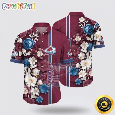NHL Colorado Avalanche Hawaiian Shirt Tropical Hepatica Floral Pattern Summer Hawaiian Shirt