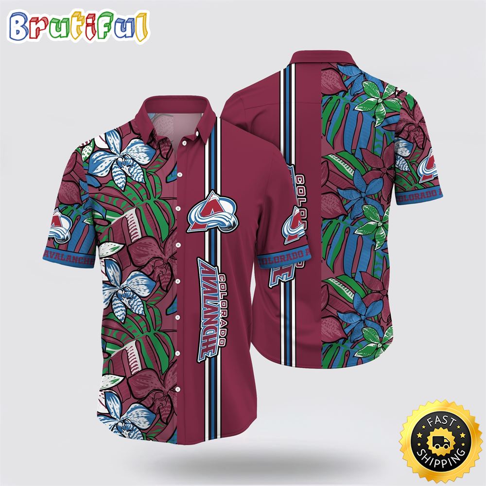 NHL Colorado Avalanche Hawaiian Shirt Tropical Tropical Forest Floral Pattern Summer Hawaiian Shirt NHL Colorado Avalanche Hawaiian Shirt Tropical Tropical Forest Floral Pattern Summer Hawaiian Shirt