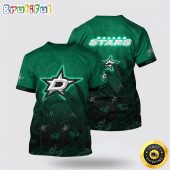 NHL Dallas Stars All Over Print T Shirt Tropical Flamingo Pattern Summer T Shirt