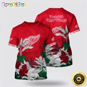 NHL Detroit Red Wings All Over Print T Shirt Tropical Forest Motifs Summer T Shirt
