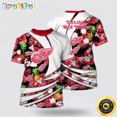 NHL Detroit Red Wings All Over Print T Shirt With Tropical Pineapple Summer T Shirt
