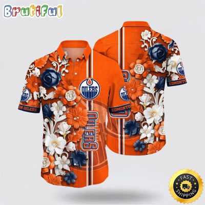 NHL Edmonton Oilers Hawaiian Shirt Tropical Hepatica Floral Pattern Summer Hawaiian Shirt