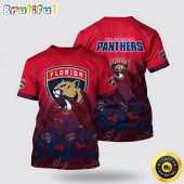 NHL Florida Panthers All Over Print T Shirt Tropical Flamingo Pattern Summer T Shirt