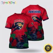 NHL Florida Panthers All Over Print T Shirt Tropical Forest Motifs Summer T Shirt