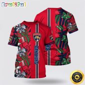 NHL Florida Panthers All Over Print T Shirt Tropical Tropical Forest Floral Pattern Summer T Shirt