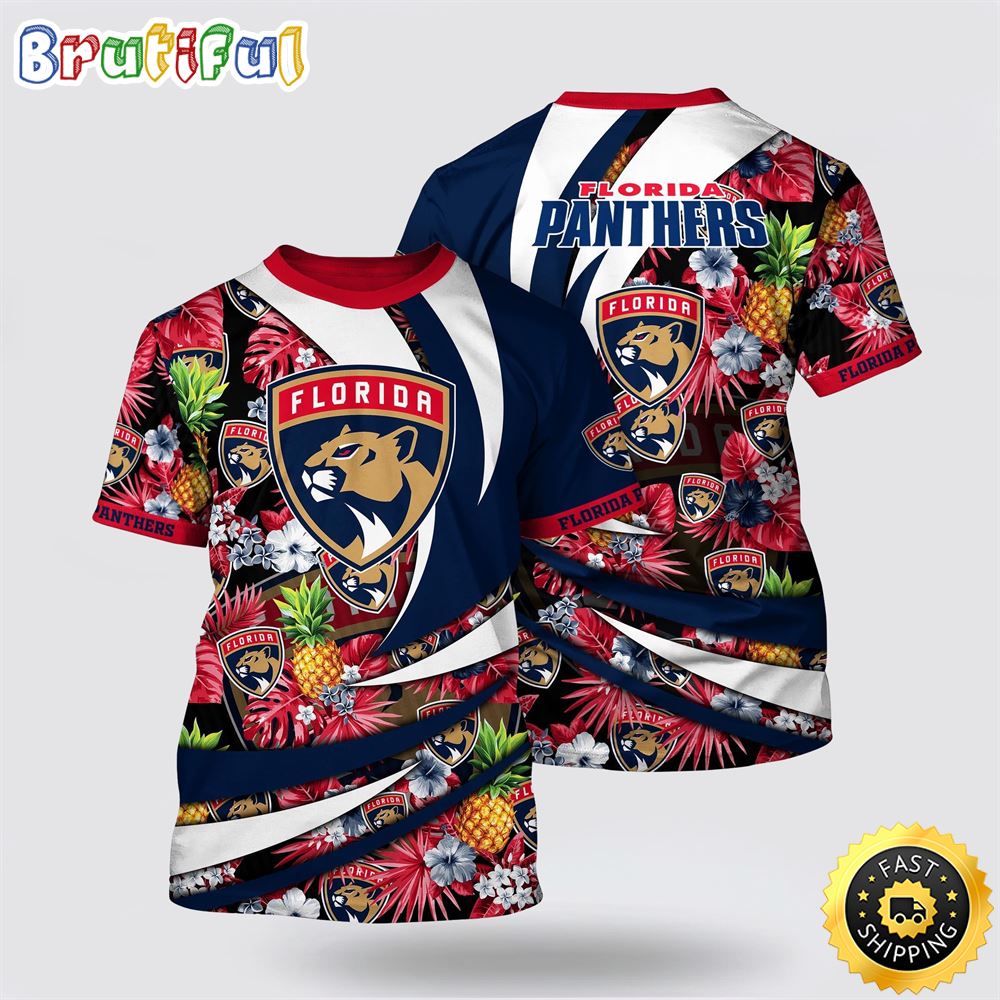 NHL Florida Panthers All Over Print T Shirt With Tropical Pineapple Summer T Shirt