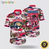 NHL Florida Panthers Hawaiian Shirt Tropical Desert Island Motif Summer Hawaiian Shirt