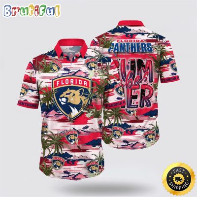 NHL Florida Panthers Hawaiian Shirt Tropical Desert Island Motif Summer Hawaiian Shirt
