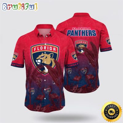 NHL Florida Panthers Hawaiian Shirt Tropical Flamingo Pattern Summer Hawaiian Shirt