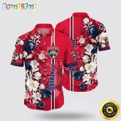 NHL Florida Panthers Hawaiian Shirt Tropical Hepatica Floral Pattern Summer Hawaiian Shirt