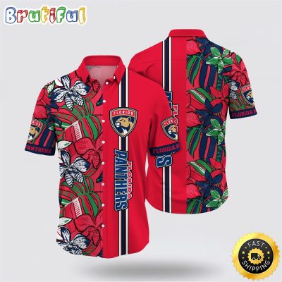 NHL Florida Panthers Hawaiian Shirt Tropical Tropical Forest Floral Pattern Summer Hawaiian Shirt