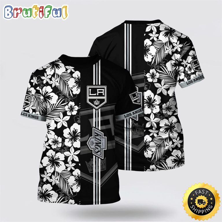 NHL Los Angeles Kings All Over Print T Shirt Tropical Apricot Blossom Pattern Summer T Shirt