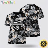 NHL Los Angeles Kings All Over Print T Shirt Tropical Begonia Flower Pattern Summer T Shirt