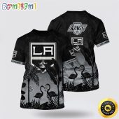 NHL Los Angeles Kings All Over Print T Shirt Tropical Flamingo Pattern Summer T Shirt