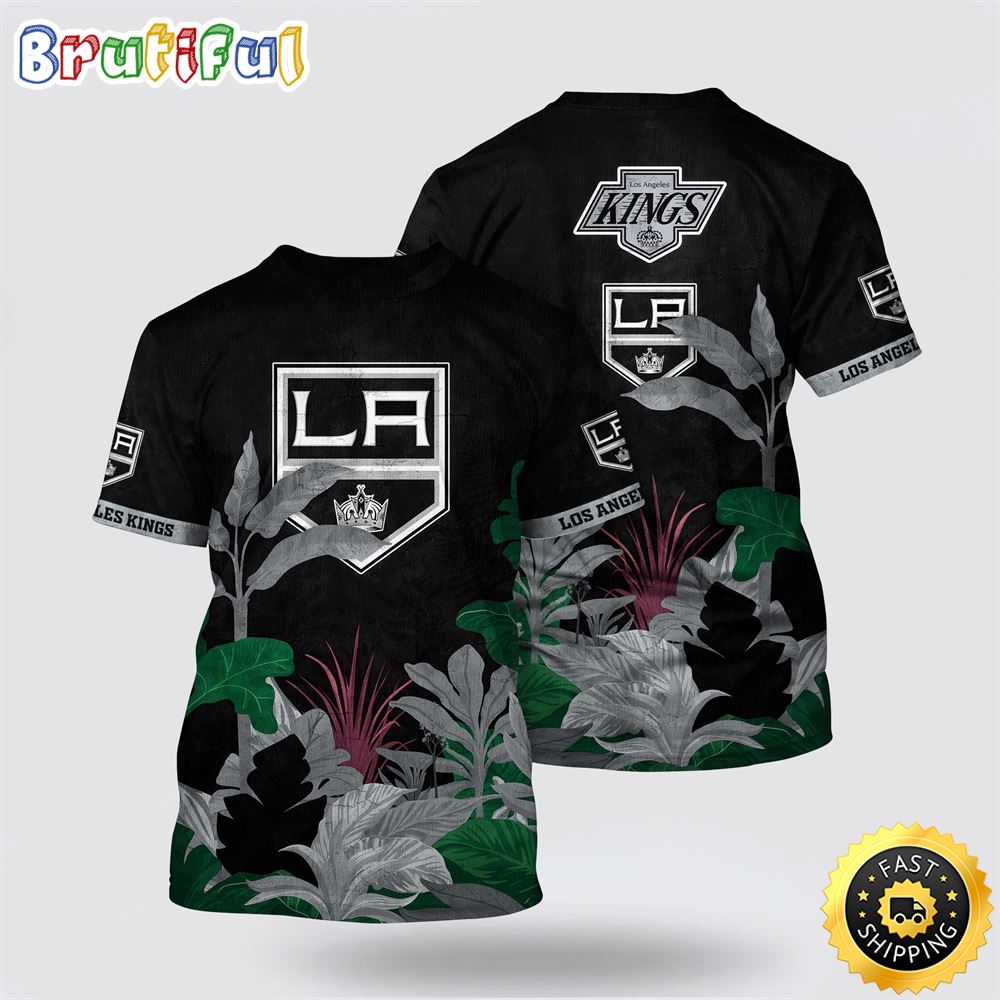 NHL Los Angeles Kings All Over Print T Shirt Tropical Forest Motifs Summer T Shirt
