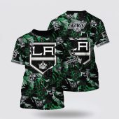NHL Los Angeles Kings All Over Print T Shirt Tropical Leaf Pattern Summer T Shirt