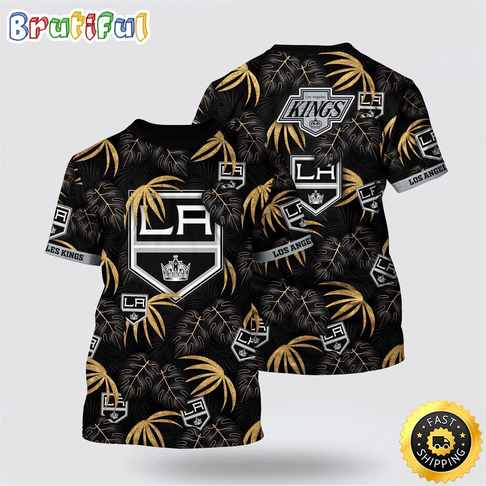 NHL Los Angeles Kings All Over Print T Shirt Tropical Motifs Summer T Shirt