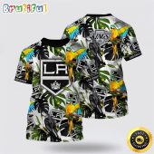 NHL Los Angeles Kings All Over Print T Shirt Tropical Parrot Pattern Summer T Shirt