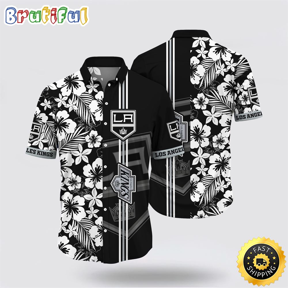 NHL Los Angeles Kings Hawaiian Shirt Tropical Apricot Blossom Pattern Summer Hawaiian Shirt NHL Los Angeles Kings Hawaiian Shirt Tropical Apricot Blossom Pattern Summer Hawaiian Shirt