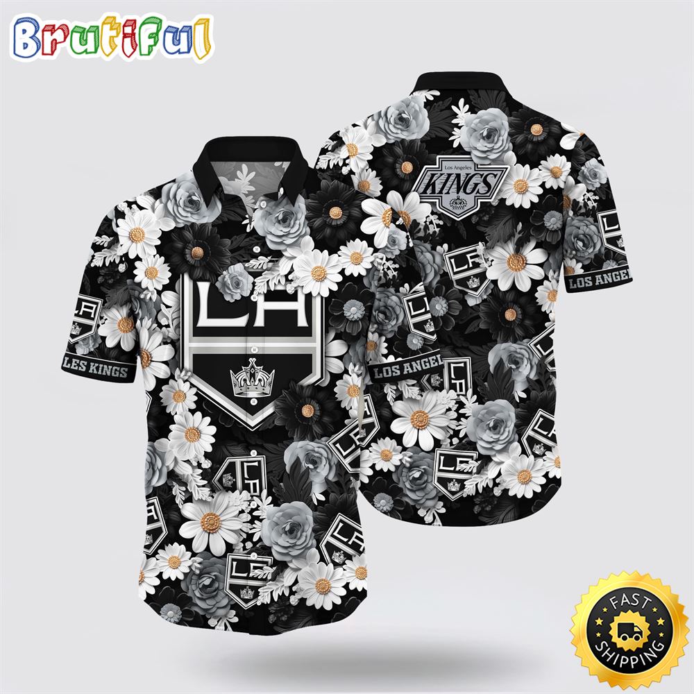 NHL Los Angeles Kings Hawaiian Shirt Tropical Begonia Flower Pattern Summer Hawaiian Shirt NHL Los Angeles Kings Hawaiian Shirt Tropical Begonia Flower Pattern Summer Hawaiian Shirt