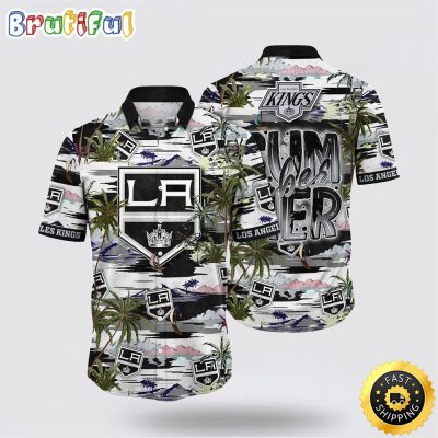 NHL Los Angeles Kings Hawaiian Shirt Tropical Desert Island Motif Summer Hawaiian Shirt