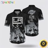 NHL Los Angeles Kings Hawaiian Shirt Tropical Flamingo Pattern Summer Hawaiian Shirt
