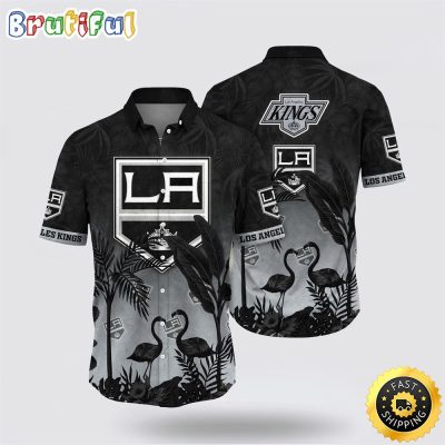 NHL Los Angeles Kings Hawaiian Shirt Tropical Flamingo Pattern Summer Hawaiian Shirt