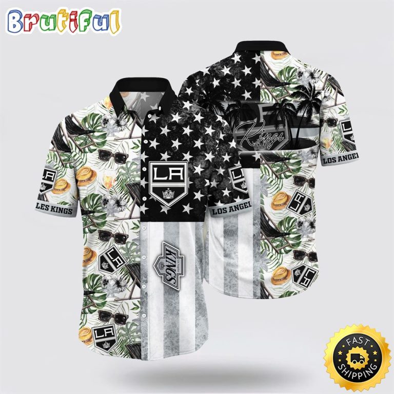 NHL Los Angeles Kings Hawaiian Shirt Tropical Hat And Glasses Pattern Summer Hawaiian Shirt