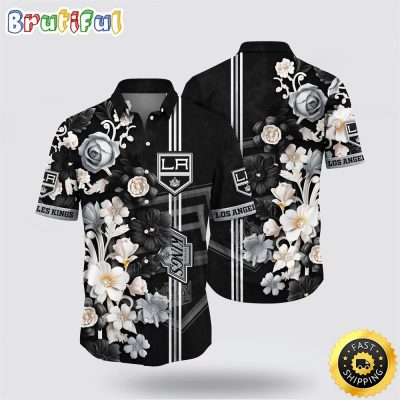 NHL Los Angeles Kings Hawaiian Shirt Tropical Hepatica Floral Pattern Summer Hawaiian Shirt