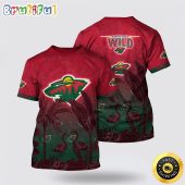 NHL Minnesota Wild All Over Print T Shirt Tropical Flamingo Pattern Summer T Shirt