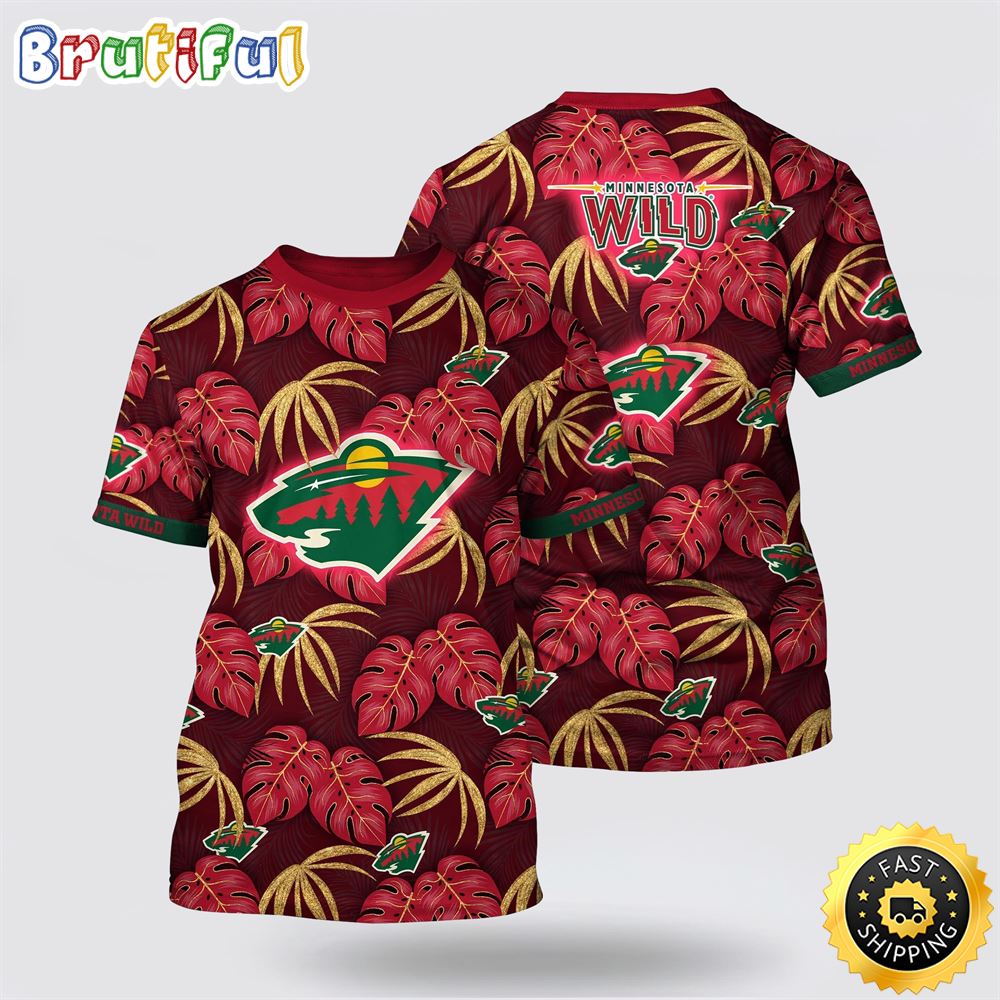 NHL Minnesota Wild All Over Print T Shirt Tropical Motifs Summer T Shirt