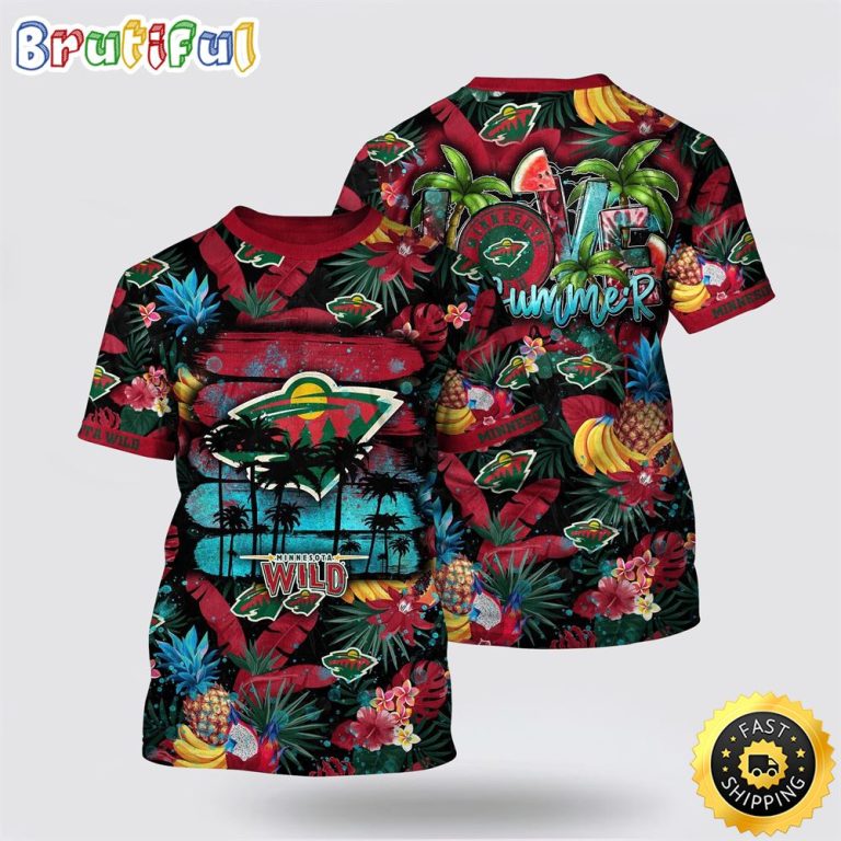 NHL Minnesota Wild All Over Print T Shirt With Tropical Fruits Summer T Shirt