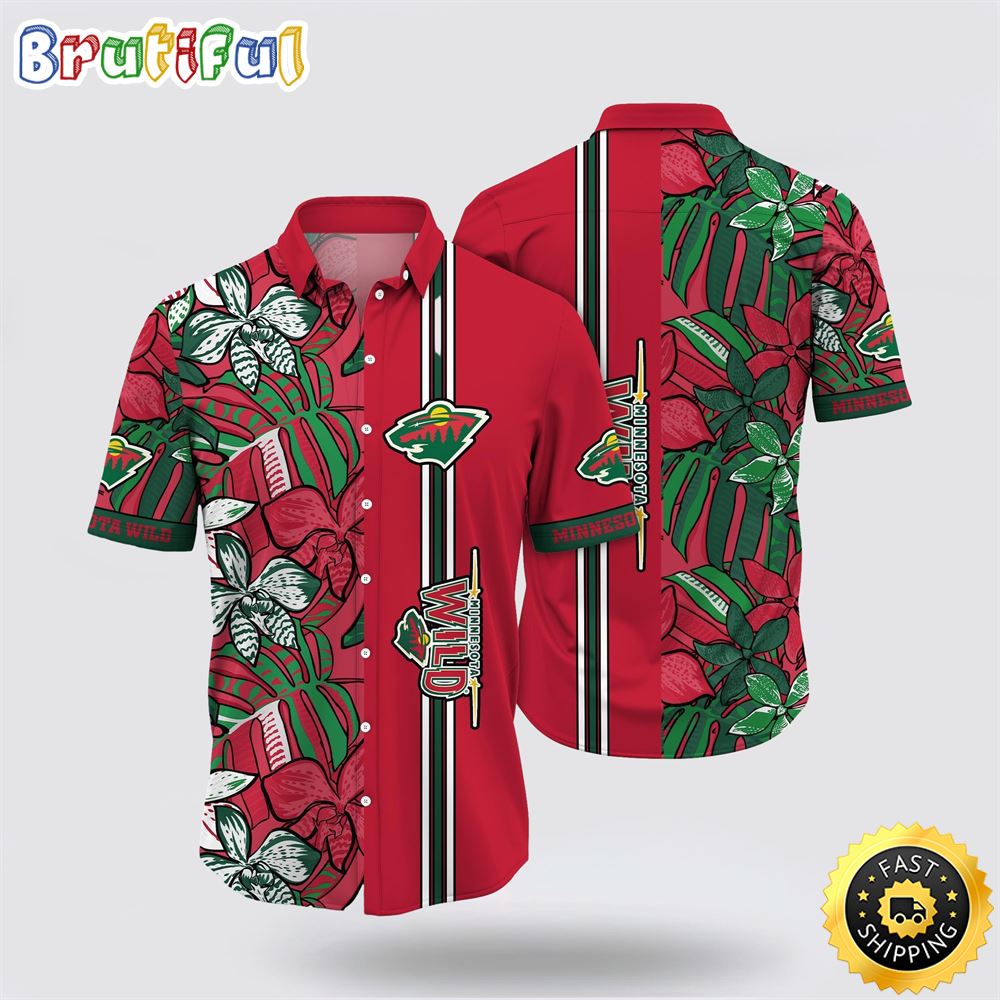 NHL Minnesota Wild Hawaiian Shirt Tropical Tropical Forest Floral Pattern Summer Hawaiian Shirt NHL Minnesota Wild Hawaiian Shirt Tropical Tropical Forest Floral Pattern Summer Hawaiian Shirt