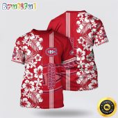 NHL Montreal Canadiens All Over Print T Shirt Tropical Apricot Blossom Pattern Summer T Shirt