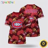 NHL Montreal Canadiens All Over Print T Shirt Tropical Motifs Summer T Shirt
