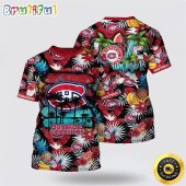 NHL Montreal Canadiens All Over Print T Shirt With Tropical Fruits Summer T Shirt