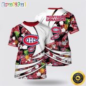 NHL Montreal Canadiens All Over Print T Shirt With Tropical Pineapple Summer T Shirt