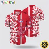 NHL Montreal Canadiens Hawaiian Shirt Tropical Apricot Blossom Pattern Summer Hawaiian Shirt