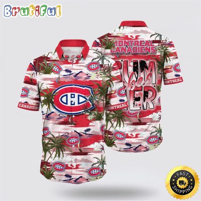 NHL Montreal Canadiens Hawaiian Shirt Tropical Desert Island Motif Summer Hawaiian Shirt