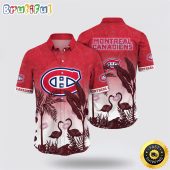 NHL Montreal Canadiens Hawaiian Shirt Tropical Flamingo Pattern Summer Hawaiian Shirt
